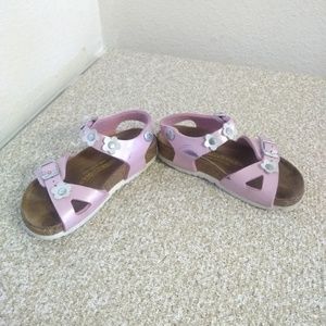 Birkenstock Kids Shinny Pink Leather Sandals
